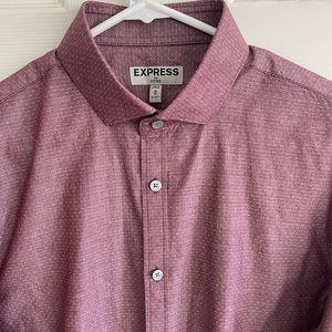 Express heavy cotton maroon and white dotted dress shirt
